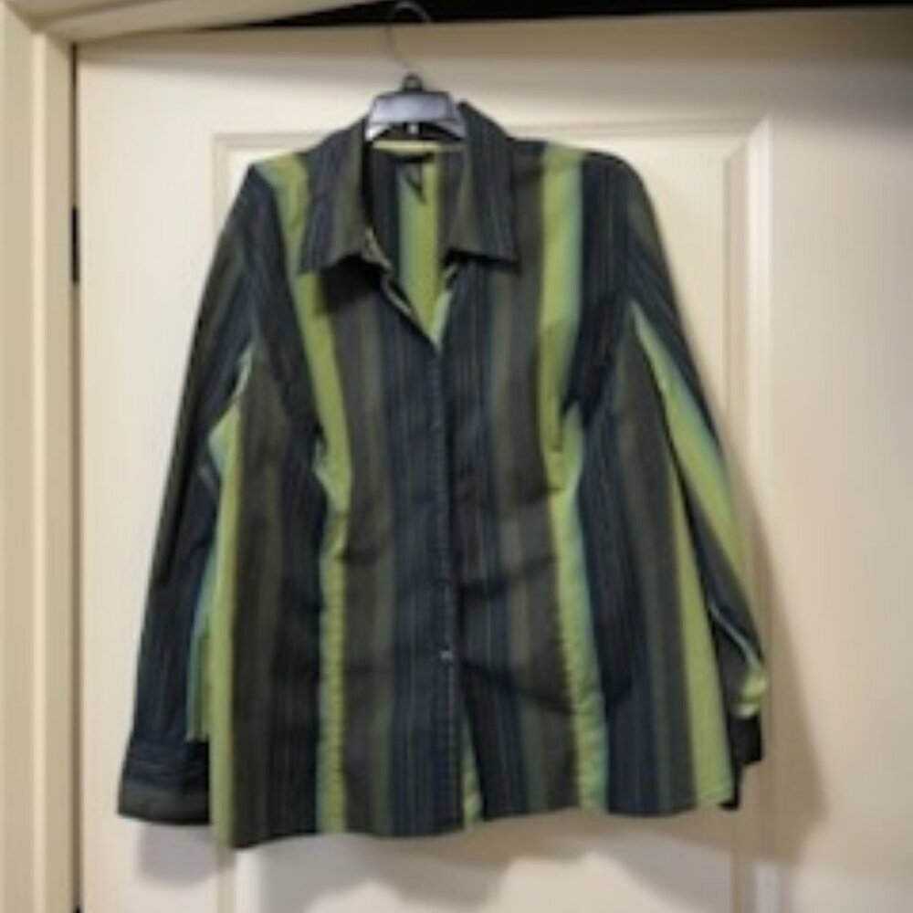 Green Striped Lane Bryant Blouse